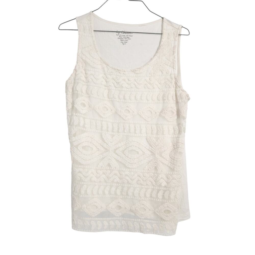 Chico's Ivory Colored Sleeveless Lacy Overlay Top Womens Size Small (Chico's 0)